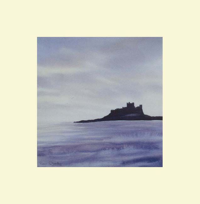 Bamburgh Castle Evening watercolour painting